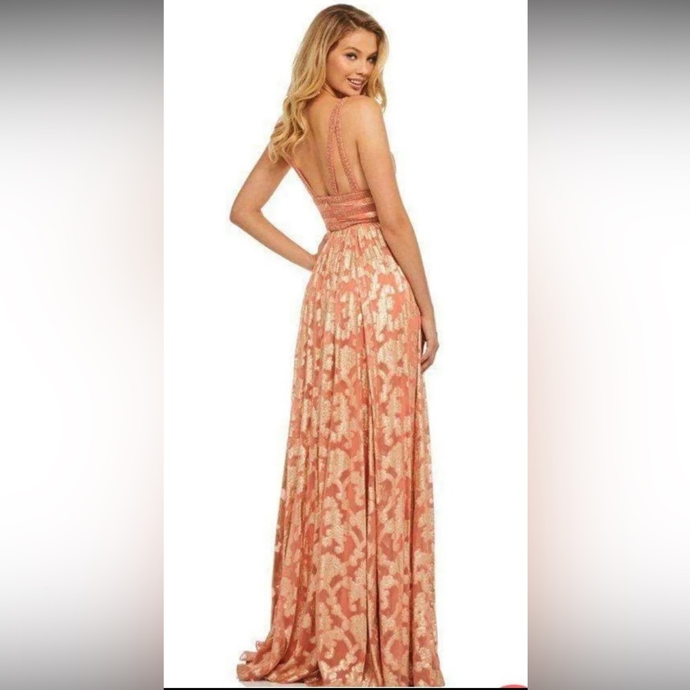 Sherri Hill Orange and Gold Dress